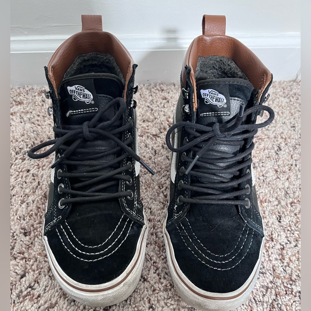 Vans Sk8 Hi MTE Shoes Women’s 9 Black Brown Suede/Leather High Top Skate Sneaker